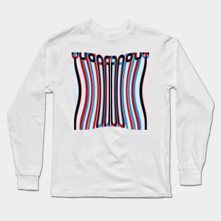 Warped Tall Typography (Cyan Red Black) Long Sleeve T-Shirt